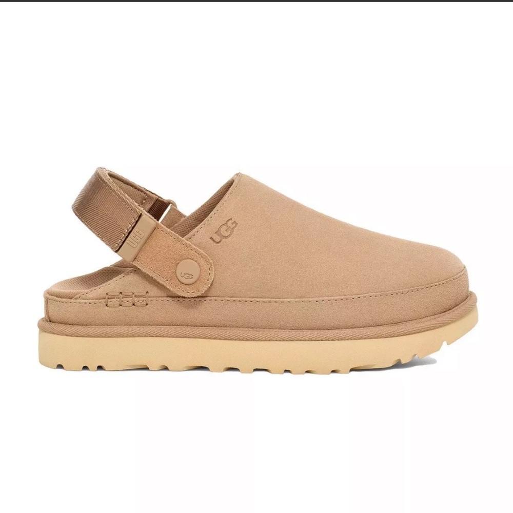 UGG GoldenStar Clog Women’s Size 8.5 Sand Suede w/ Adjustable Strap. Authentic!